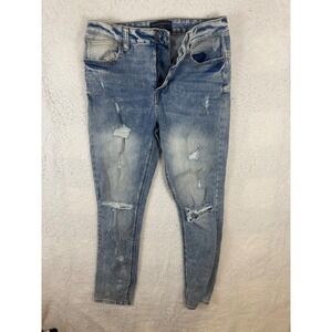 No Boundaries Jeans Mens 30x32 Distressed Ripped Light Wash Denim Slim Fit‎